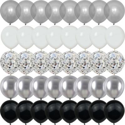40PCS Silver Pearl Metal Latex Party Confetti Balloons Birthday Wedding BabyShower Decorations New Year