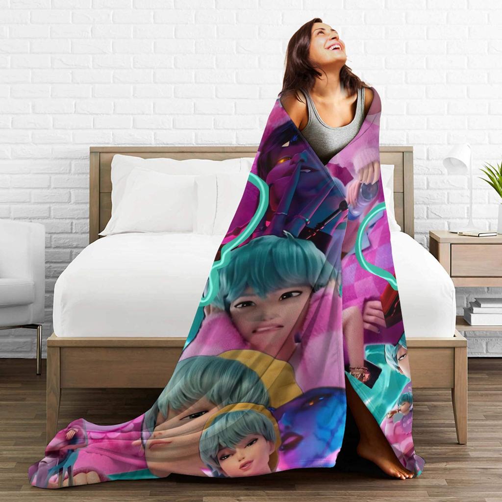 K-KPop Demons Hunters Blanket  Soft Fluffy Plush Throw Blanket For Children Living Room Flannel Bedspread Bed Cover