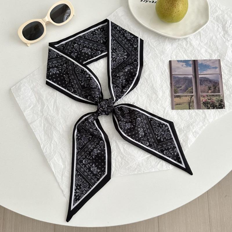 Silk scarf long strip new fashion tie bag ribbon streamer versatile small scarf bow headband headgear decorative belt