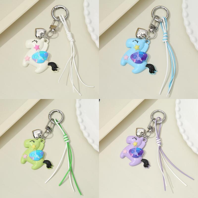 Cute Colorful Star Pony Bead Pendant Keychain Creative Horses Mobile Phone Rope Backpack Decoration Pendant Accessories Gift