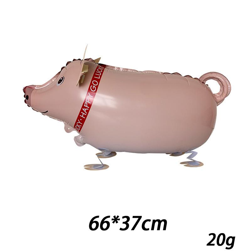 Cartoon Animal Stand Up Aluminum Film Balloons Wheeled Walking Animal Birthday Party Decoration