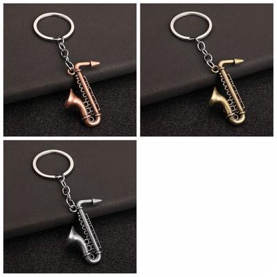 Saxophone Metal Keyring Key Holder Car Pendant Trend Mini Instruments Keychain  Gifts