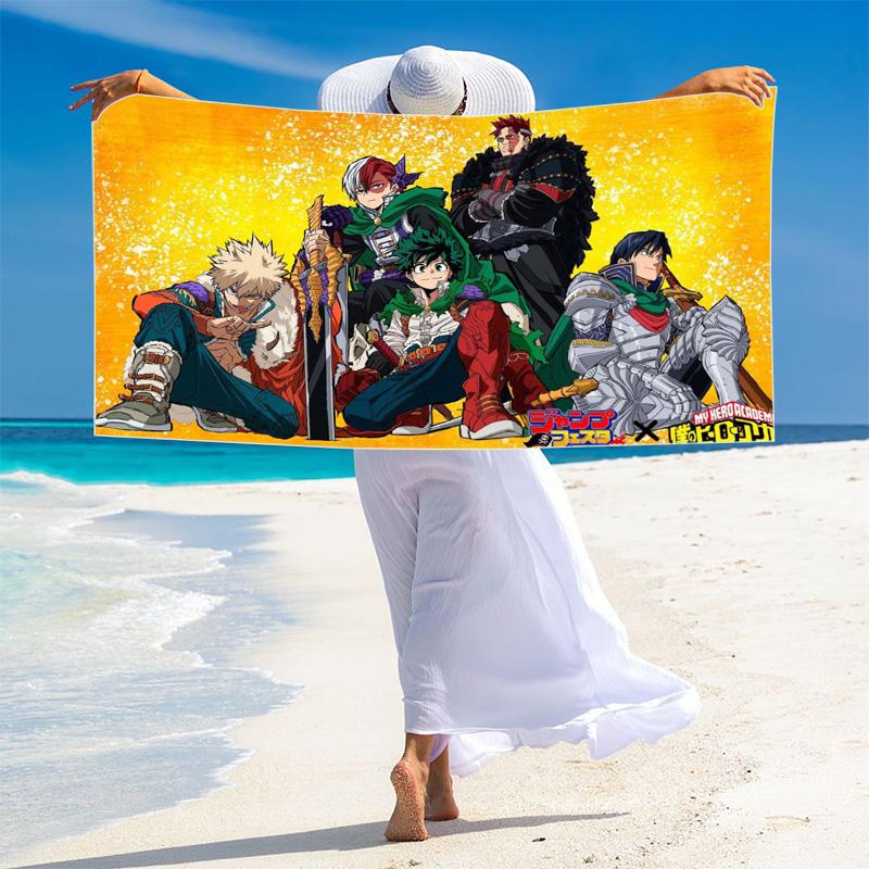 My Hero Academia Print Beach Towel, Large Soft Quick Dry Towel for Beach Camping Swimming