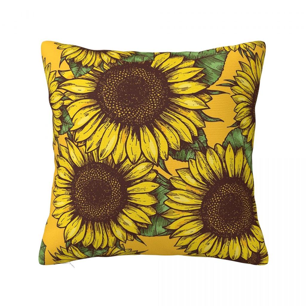 Sunflower Flower Florals Square Pillowcase Cushion Cover Pillow Case Throw Pillow Cover for Home Sofa Living Room