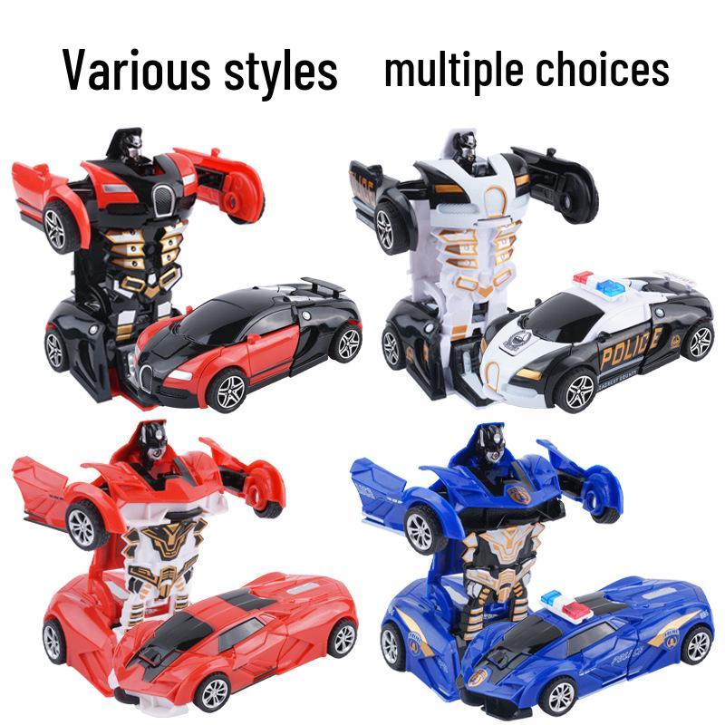 Children's Deformation Toy Car - One-Key Inertia Impact Puzzle Vehicle