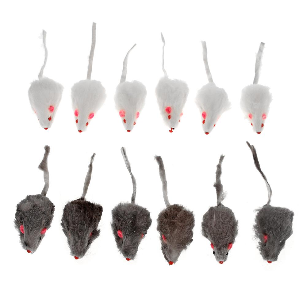 12pcs Furry Plush Mouse Eco-friendly Rat Interactive Toys Non-toxic Catmint Lightweight Soft Cute Training Game Cat Supplies