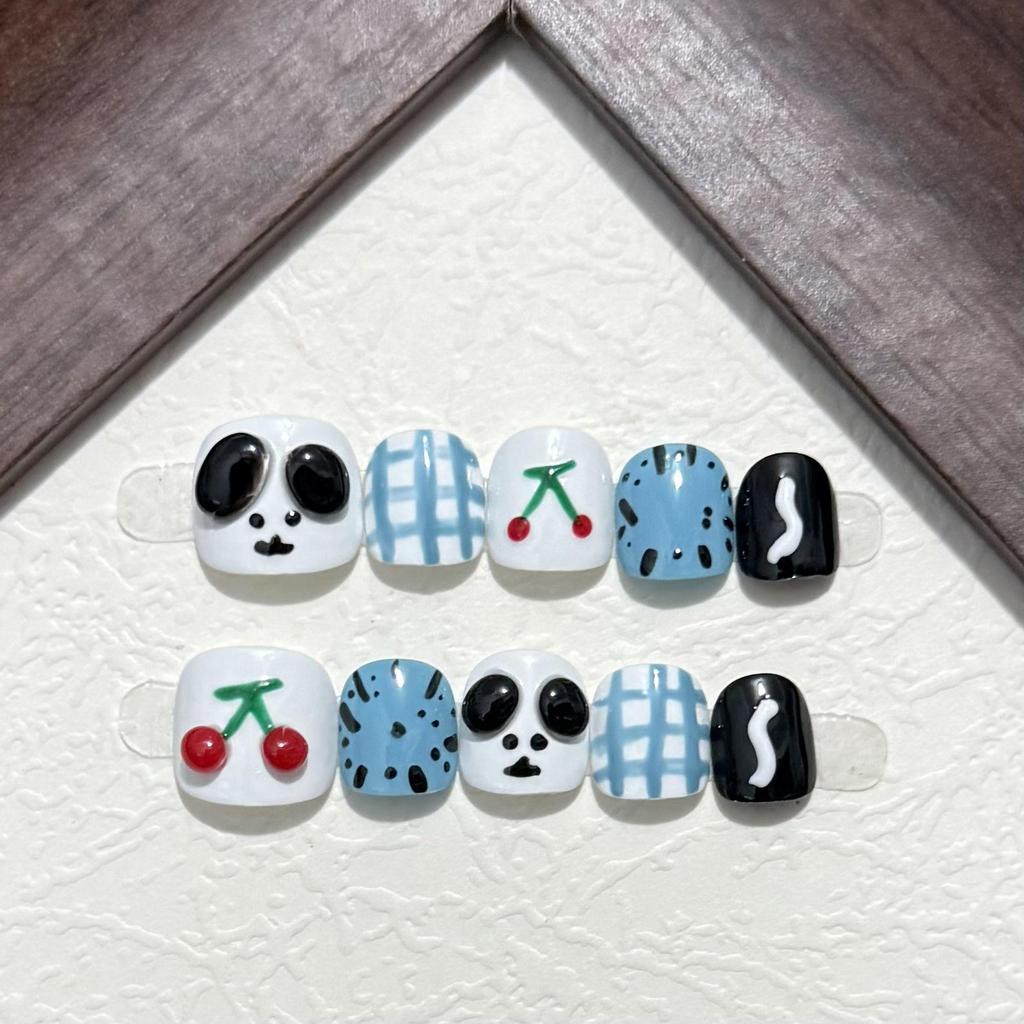 Kids' 3D Blue Dog Cartoon Nail Art Stickers, Removable & Handmade