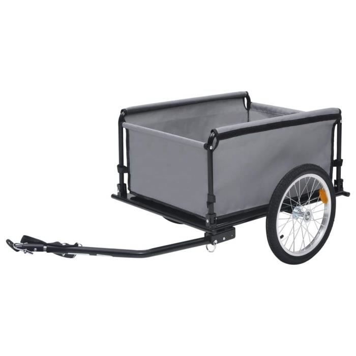 Remorque de bicyclette - vidaXL - Gris et orange - Capacité 65 kg - Dimensions 136x72x58 cm - Pliable