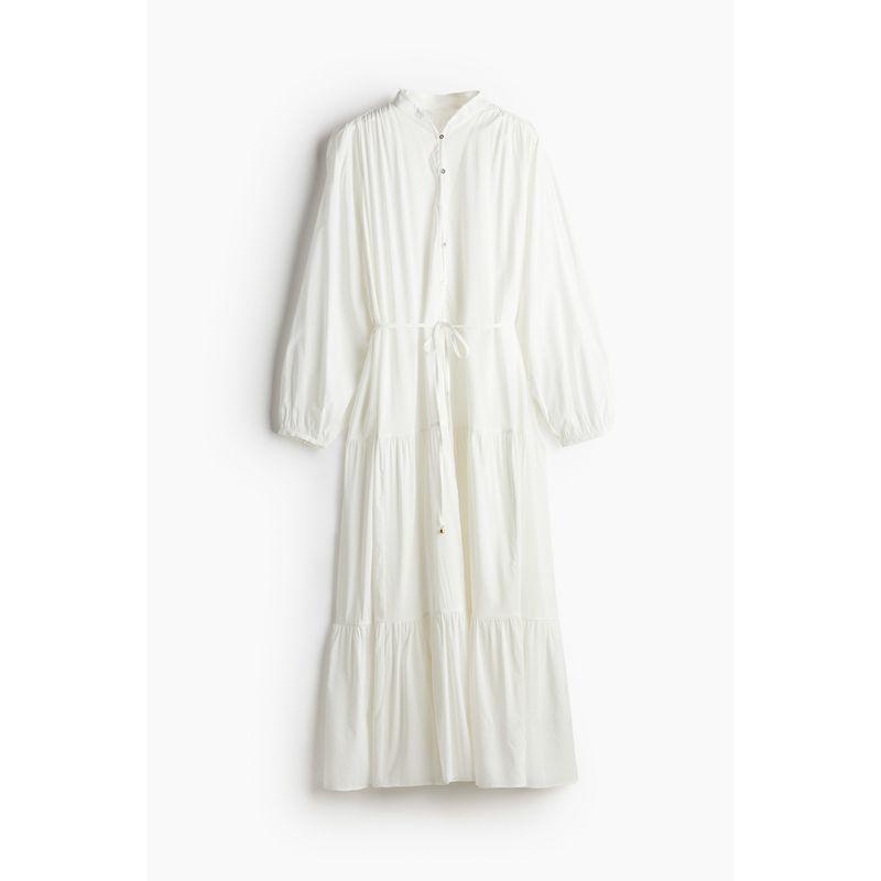 

HM Fall Women s Clothing Layered Long Dress 1239045 White 160/88(S)