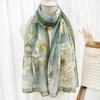 Thin Soft Long Chiffon Scarf Flower Print Beach Scarves Sun Protection Scarf  for Casual Wear