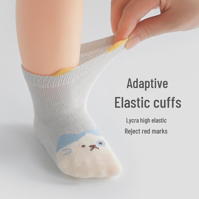 Cartoon Cotton Non-Slip Mid-Calf Baby Socks - Spring/Autumn