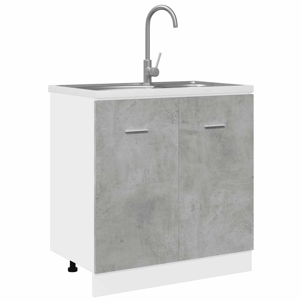 Lyon kitchen sink base cabinet in concrete gray 80x46x81.5 cm wood composite