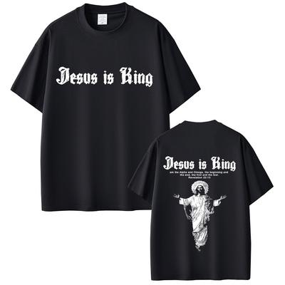 Ježiš je Kráľ Grafické Tričko Kresťanské Náboženské Krátkorukávové Tričká Letné Muži Ženy Móda Gotické Rockové Tričko Streetwear