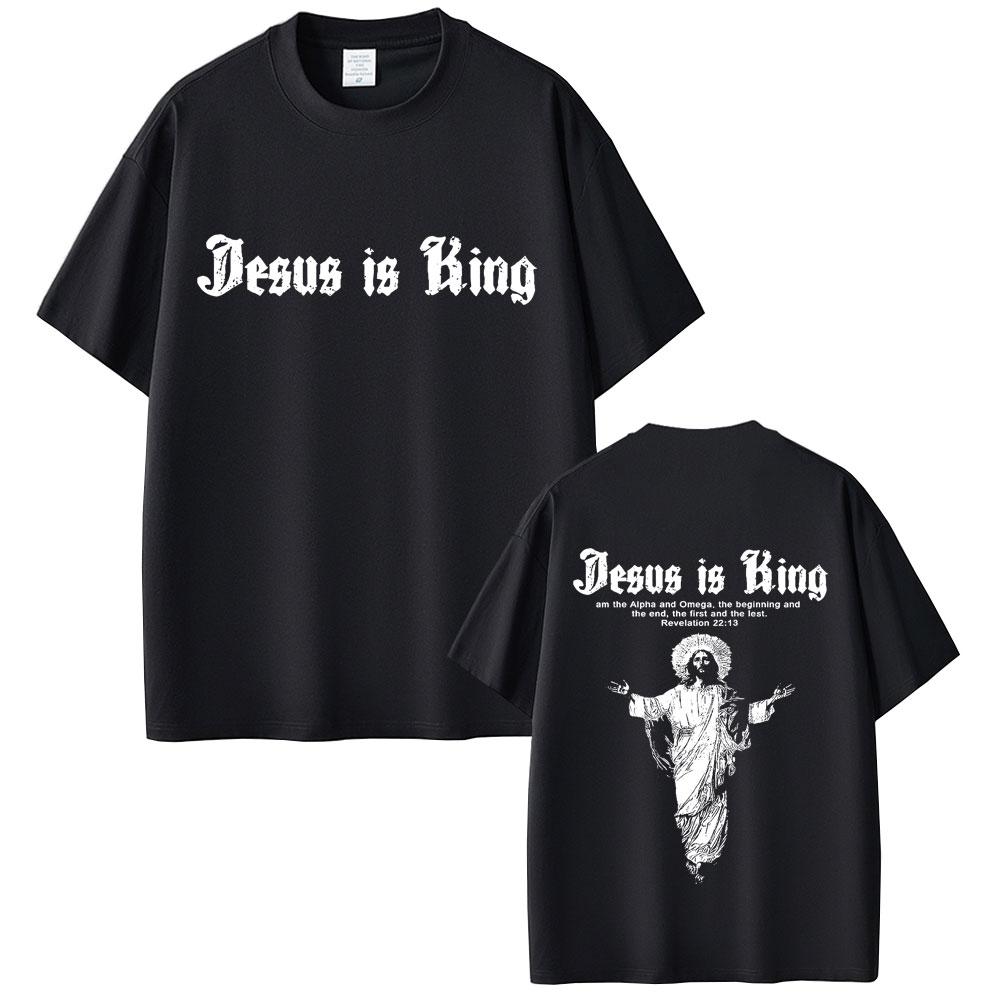 Jesus Is King Graphic T-shirt Christian Religious Short Sleeve T-shirts Summer Men Women Fashion Gothic Rock T Shirt Streetwear