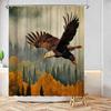 Eagle Shower Curtain Forest Bath Curtain Autumn Nature Bathroom Curtain Washable Easy to Care with