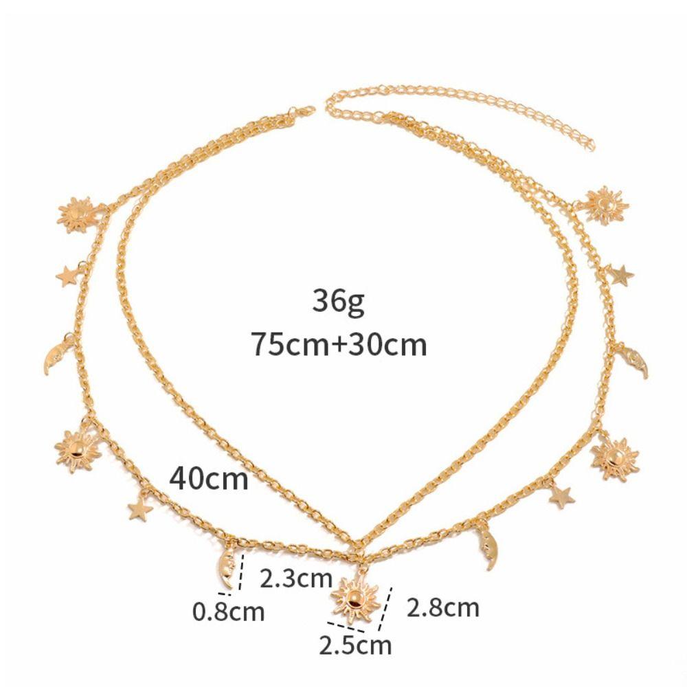 Retro Double-deck Chain Belt Vintage Alloy Waistband All-match Dress Cummerbands  For Women