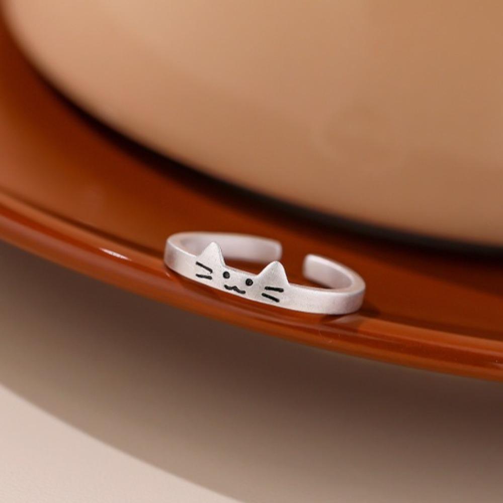 Geometric Cat Opening Ring Cute Dog Valentine's Day Gift Animal Couple Ring  Best Friends