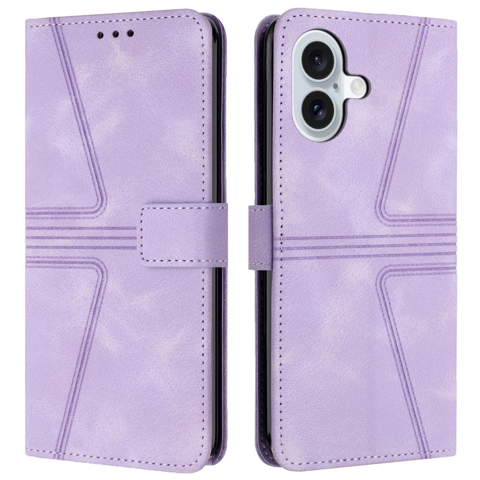 

For iPhone 16 Plus Case Triangle Imprinted Anti-Scratch Phone Wallet Cover D