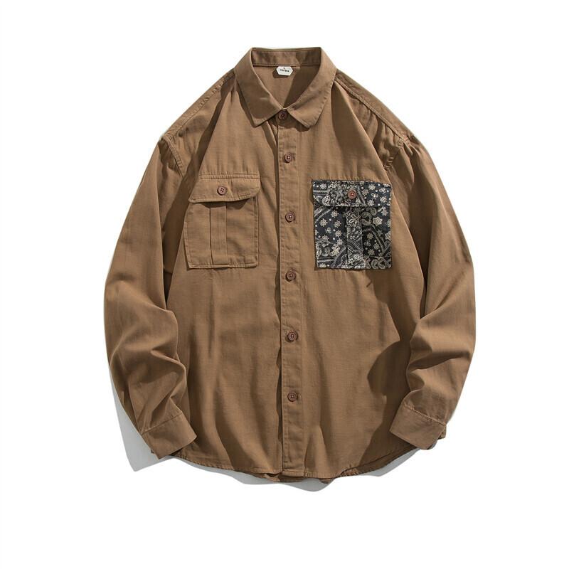 2025 Spring New Style Japanese Cashew Flower Work Shirt Men Long Sleeved Shirts Men Casual Handsome Loose Shirt Jacket