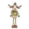 Christmas Reindeer Plush Toy with Retractable Legs Handmade Long-Legged Cartoon Elk Plush Doll Xmas Holiday Party Decoration Ornament