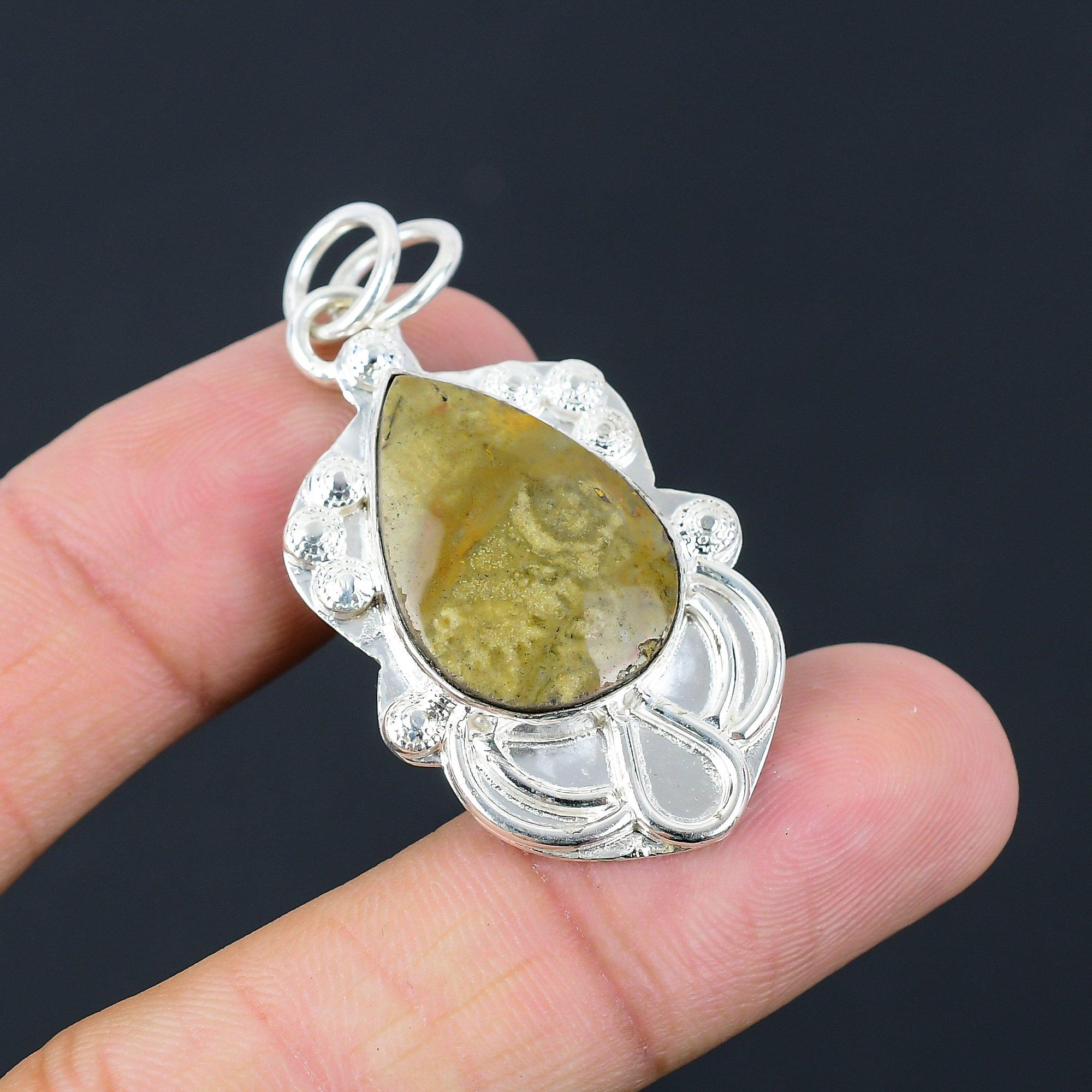 

Daughters Day Sale Sterling Silver Polychrome Jasper Gemstone Pendant Jewelry