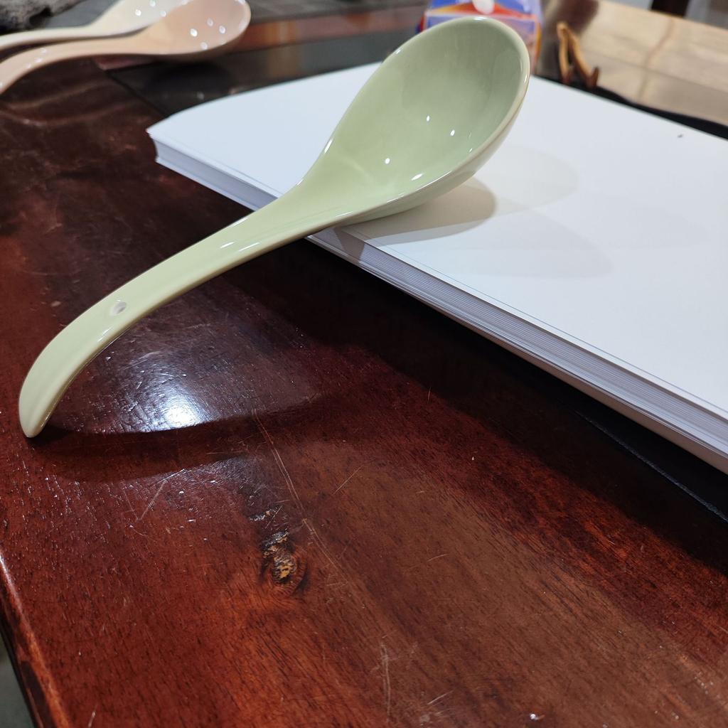 Underglaze Colored Spoon Household Ceramic Large High Temperature Resistant Spoon High-End Exquisite Large Porridge Spoon Salad Spoon Feeding Rice