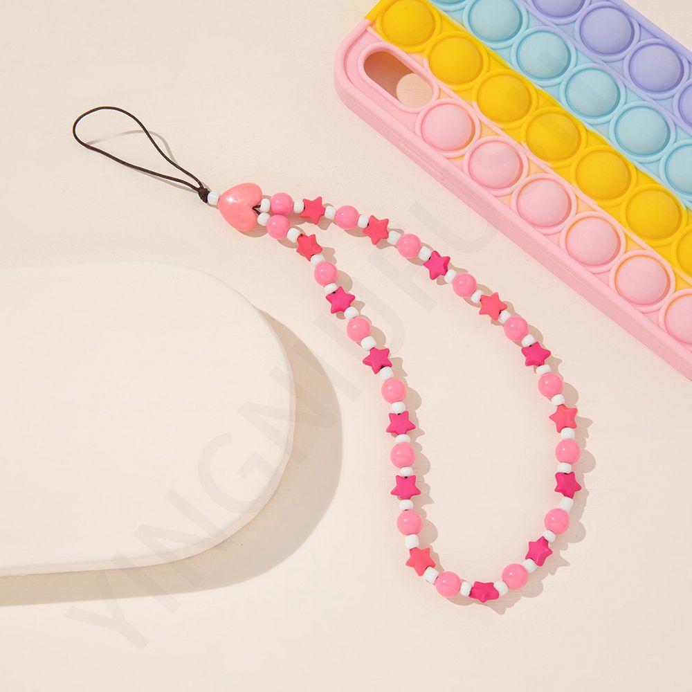 

Lanyard Phone Charm Heart Beaded Mobile Phone Straps Cell Phone Lanyard Mobile Phone Chain star-pink