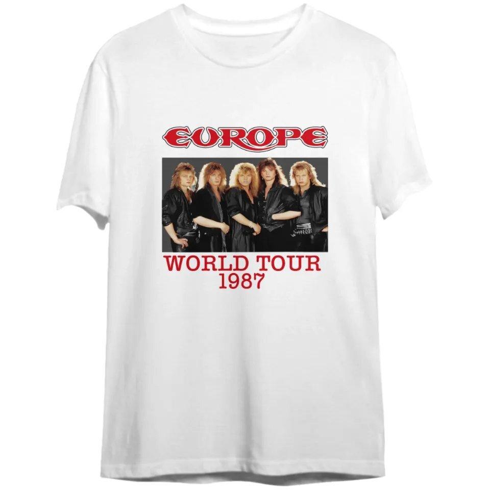 EUROPE Band World Tour 1987 Cotton White Full Size Men Women Shirt Unisex T-Shirt