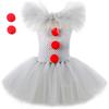 Halloween Gray Joker Girls Costume Tutu Dress Creepy Clown Kids Carnival Party Cosplay Clothing Children Tulle Fancy Dress Christmas