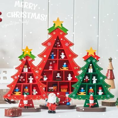 Creative DIY Wooden Christmas Tree Window Shop Mall Desktop Display Props Ornament Christmas Home Craft Holiday Gifts Decoration