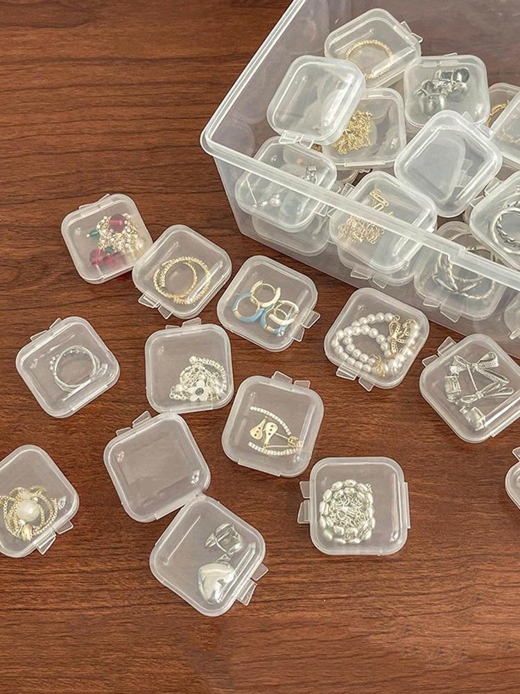 10/20/50PCS Empty Plastic Clear Mini Empty Square Small Boxes Jewelry Ear Plugs Container Nail Art Decor Diamond Storage Case