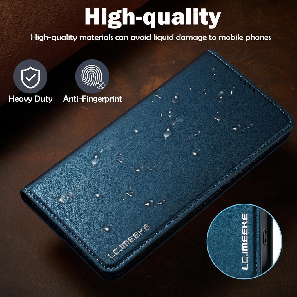 LC.IMEEKE L1 Series for iPhone 15 Pro Max Case PU Leather Wallet Stand Protective Phone Cover