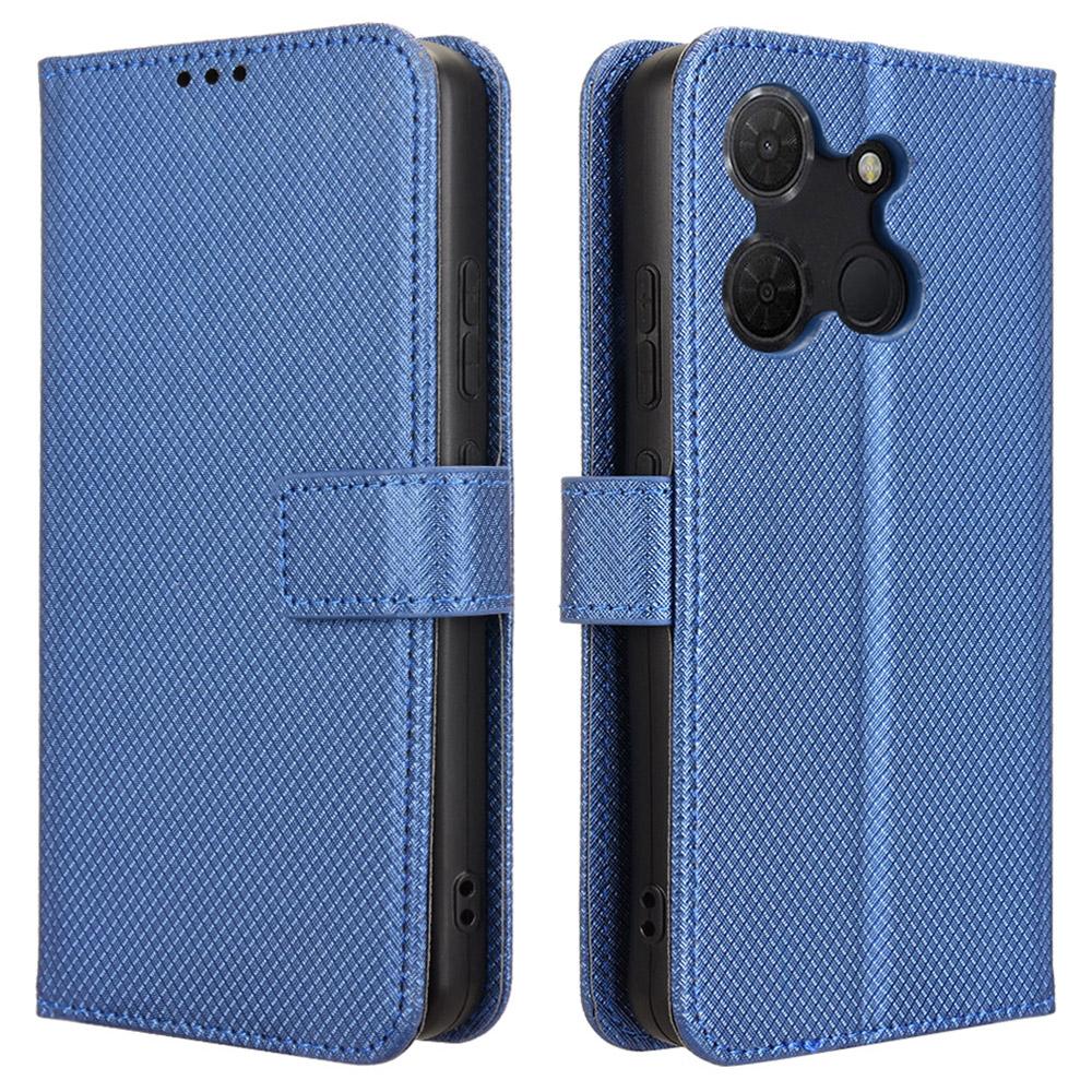 

For TCL 503 Case PU Leather Diamond Texture Wallet Phone Cover Blue