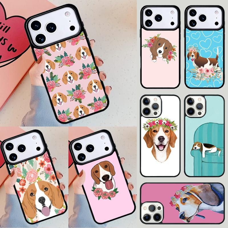 Beagle Floral Dog Phone Case For Apple iPhone 17 Air 16E 15 14 Plus 13 12 11 Pro Max Mini Funda Cover