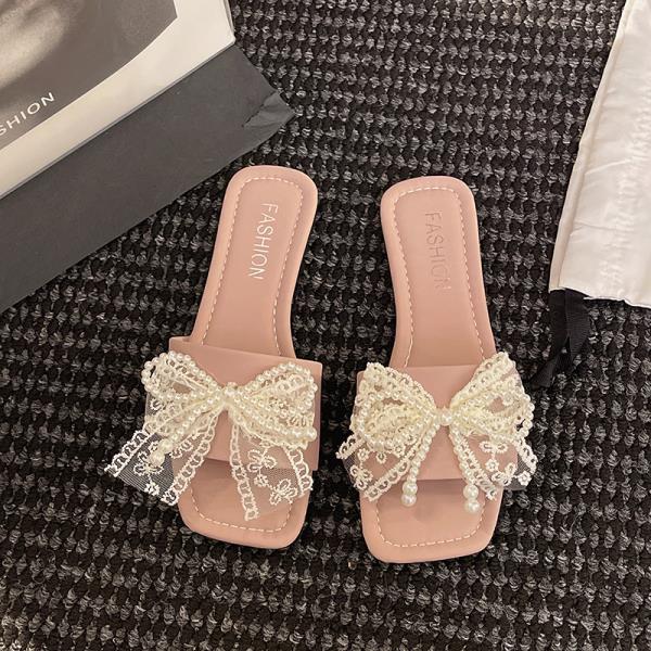Fashion Big Size Butterfly-Knot Shoes Ladies' Slippers Summer Clogs Woman Flat Beach Slides Butterfly-knot Butterfly-Knot Shoes Slippers