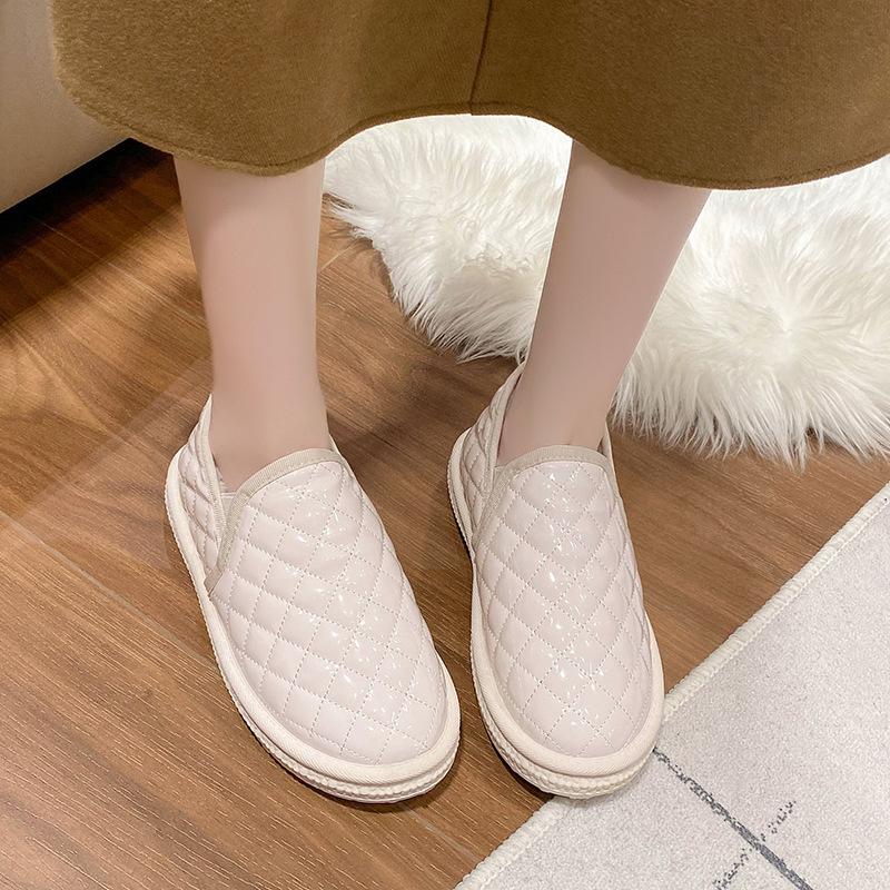 Low-top warm cotton shoes autumn and winter new leather women's velvet snow boots lazy one-pedal women