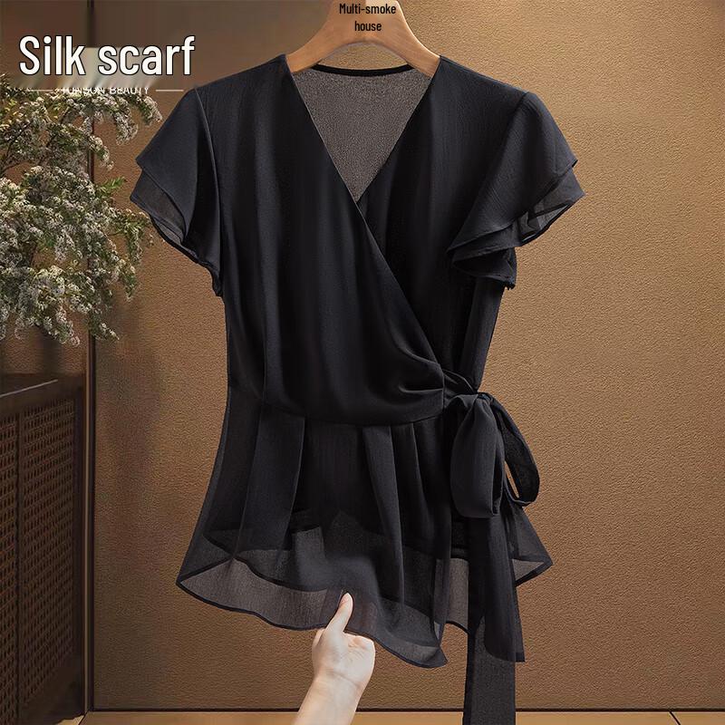 Cypress House Women s V-Neck Tie-Waist Blouse M