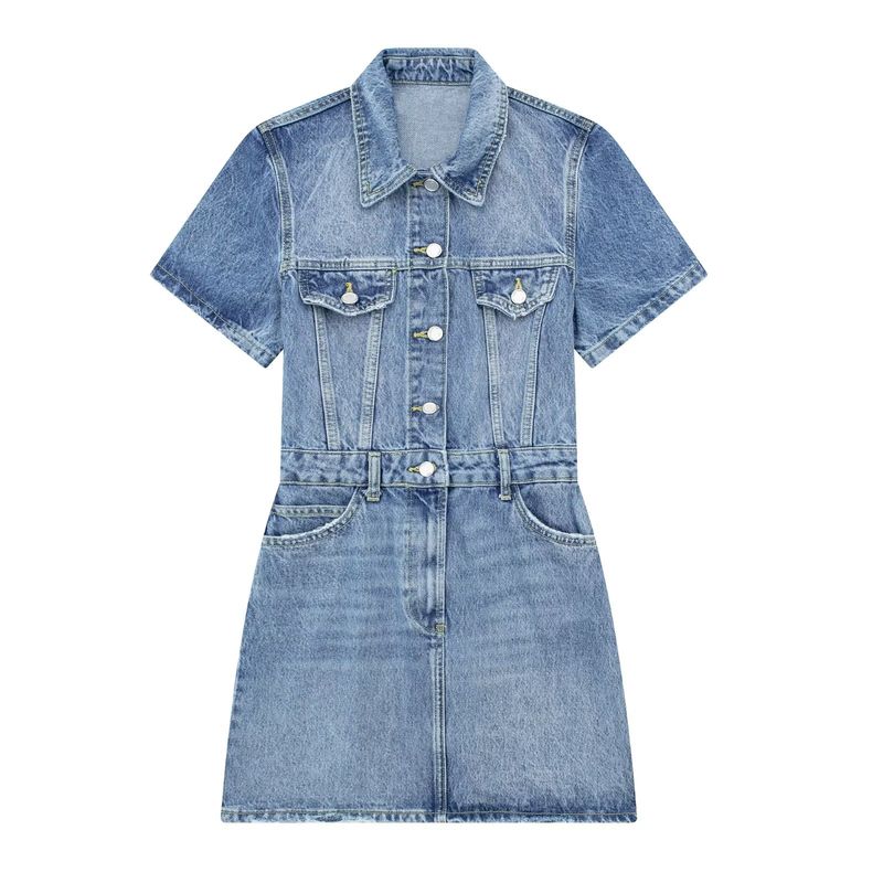 

Women s New Fashion Style Dress Denim Shirt Blue S