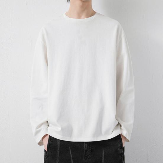 Mannen T-shirt Lange Mouwen Ronde Hals Vochtafvoerend Normale pasvorm Casual Lente Herfst Effen Kleur Mannelijke Basic Trui Top streetwear