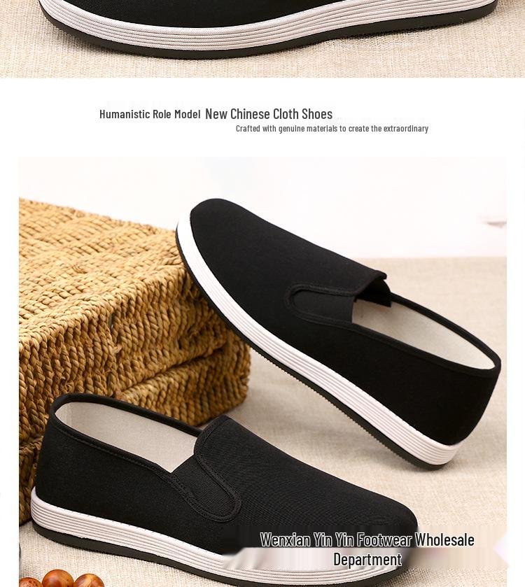 Old Beijing Men's Non-Slip Breathable Summer Cloth Shoes - Low-Top Casual Driver Footwear