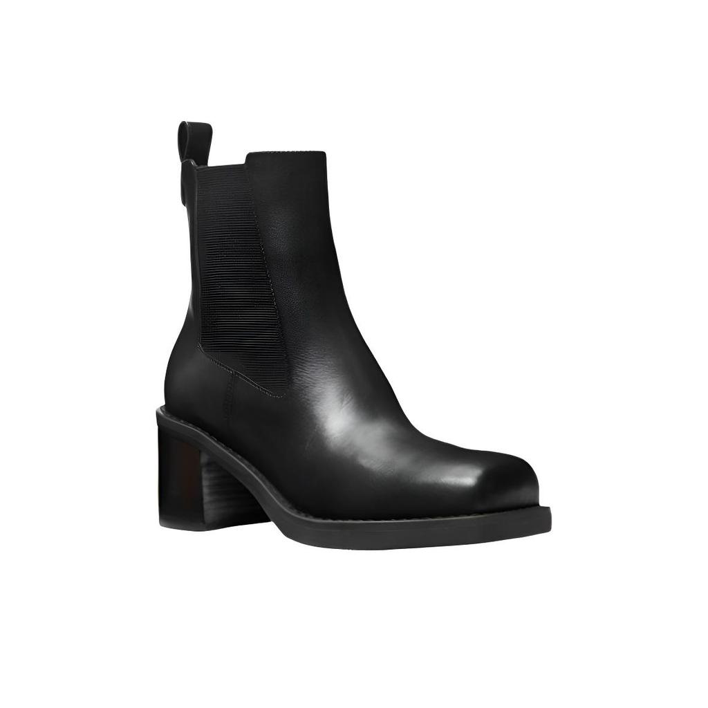 Michael Kors Leather Huston Vintage Square-Toe Ankle Boots Mid-Heel Women ankle boots 40F5HOME8L-001