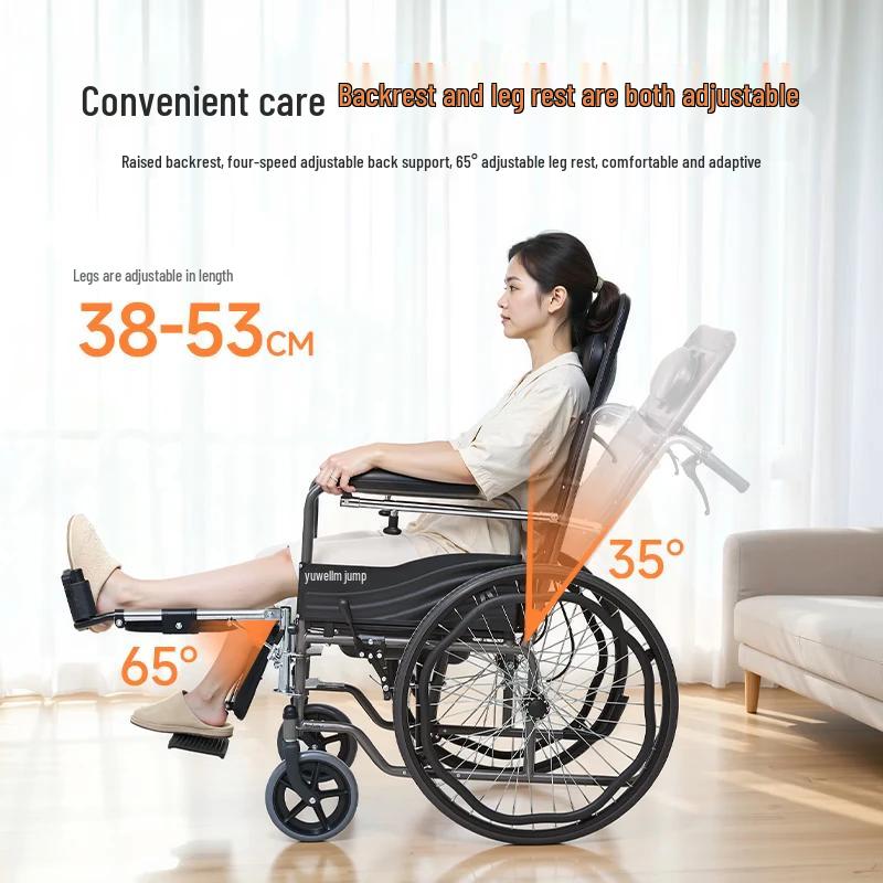 Yuwell H059B Reclining Manual Wheelchair with Commode and Dining Table