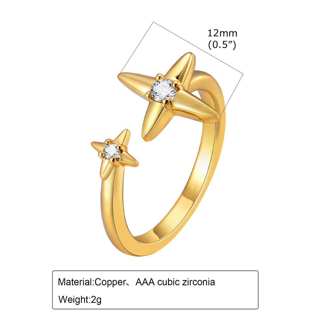 Women Trendy CZ Stone Statement Feather Metal Ring Resizable, Dainty Cubic Zirconia Open Thumb Stackable Knuckle Finger Rings