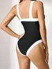 Costume da bagno intero snellente da donna 2025: Sexy Design Color Block Bianco e Nero