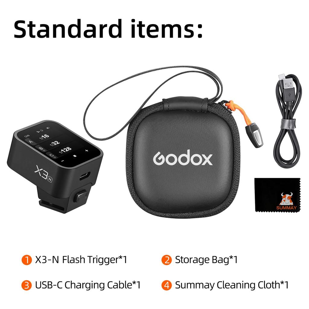 Godox X3 N Touchscreen Wireless Flash Guide TLL Auto Metering Sync Lithium Flash Studio Light Wireless Trigger Support Fast Charging High-Speed
