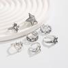 4/7Pcs Hip Hop Thorn Rings Unisex Star Heart Open Ring Sets Fashion Punk Gothic Exquisite Daily Wear Party Banquet Jewelry Gifts