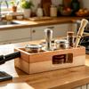 5-slot Coffee Powder Press Table Tamping Station 58mm Wood Natural Multifunctional Organizer Espresso Bar Accessories