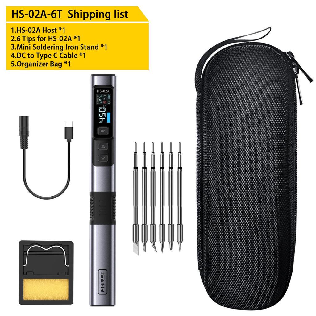 FNIRSI HS-02 100W Smart Electric Soldering Iron: Portable Constant Temperature Soldering Pen for Household Repair and Welding