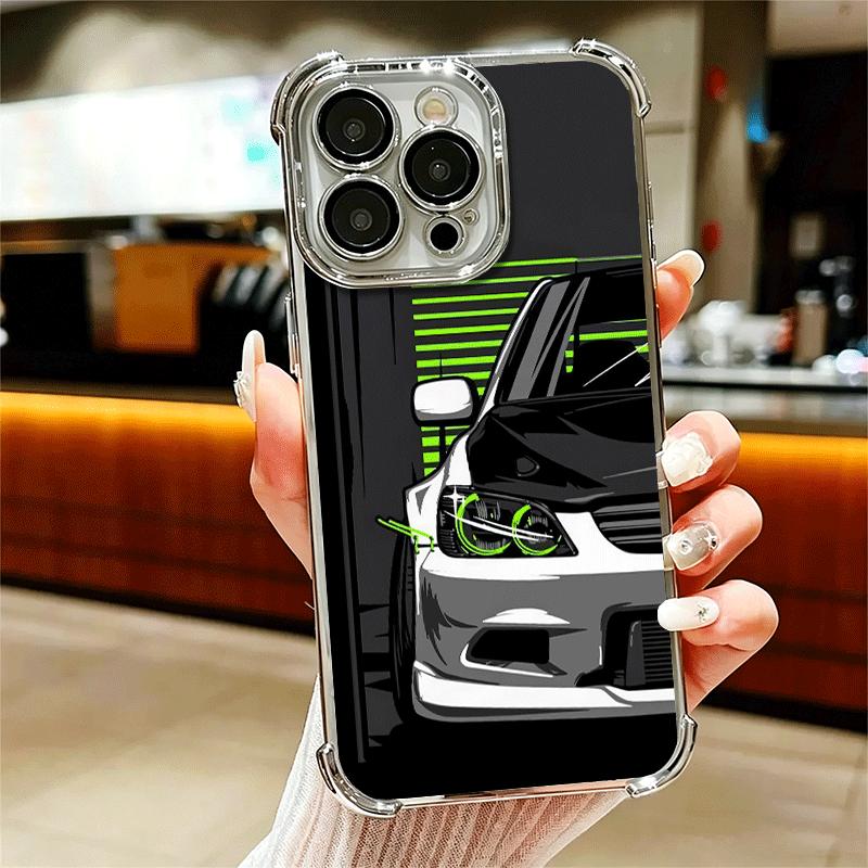 Simple Japanese Sports Cars Pattern Soft Phone Case For iPhone 15 16 17 Air 14 Pro Max 16E Plus 13 12 Mini Plating Anti-Fall Fun