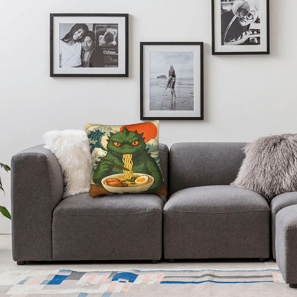 Easter Kaiju Monster Ramen Japanese Kawaii Anime Pillowcases Retro Trendy Pillow Case For Sofa Home Decor Design Pillow Cover